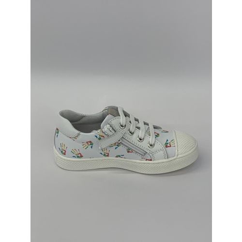 Lunella Sneaker Wit+kleur meisjes (Veterschoen Handjes - 22630) - Schoenen Luca