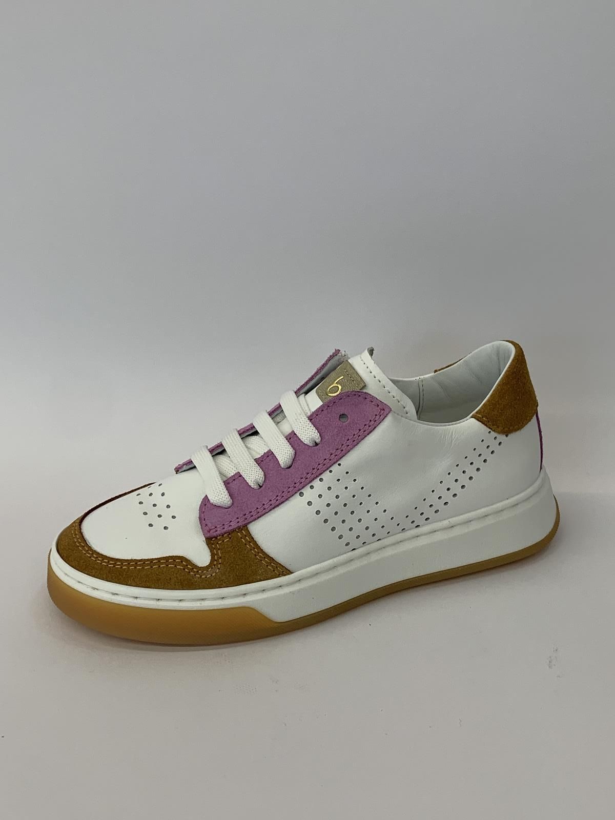 Beberlis Sneaker Wit+kleur meisjes (Sneaker Combi Lila - 23124) - Schoenen Luca