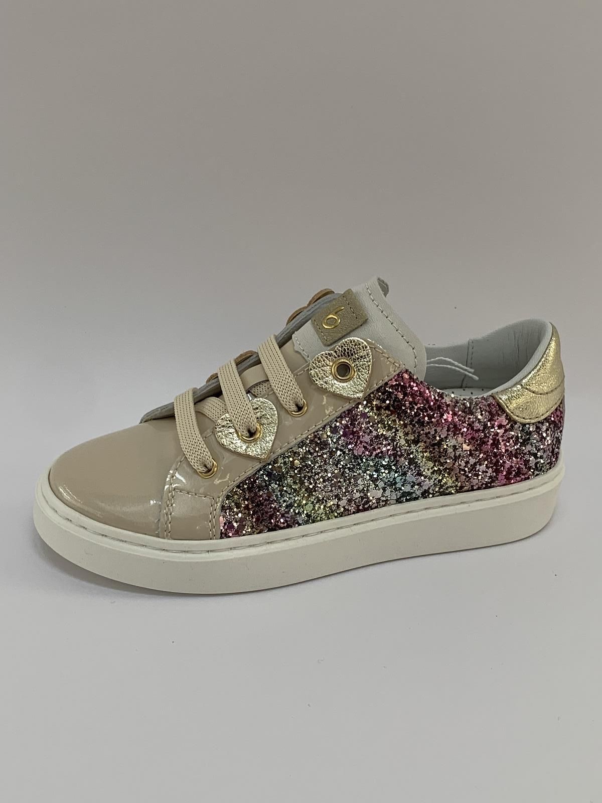 Beberlis Sneaker Beige+kleur meisjes (Trainer Glitter Rainbow - 23129) - Schoenen Luca