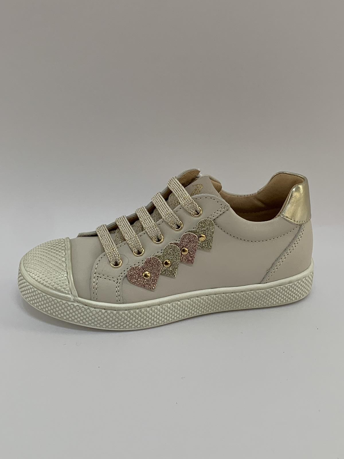 Lunella Sneaker Beige+kleur meisjes (Sneaker Rits Hartjes - 23329) - Schoenen Luca