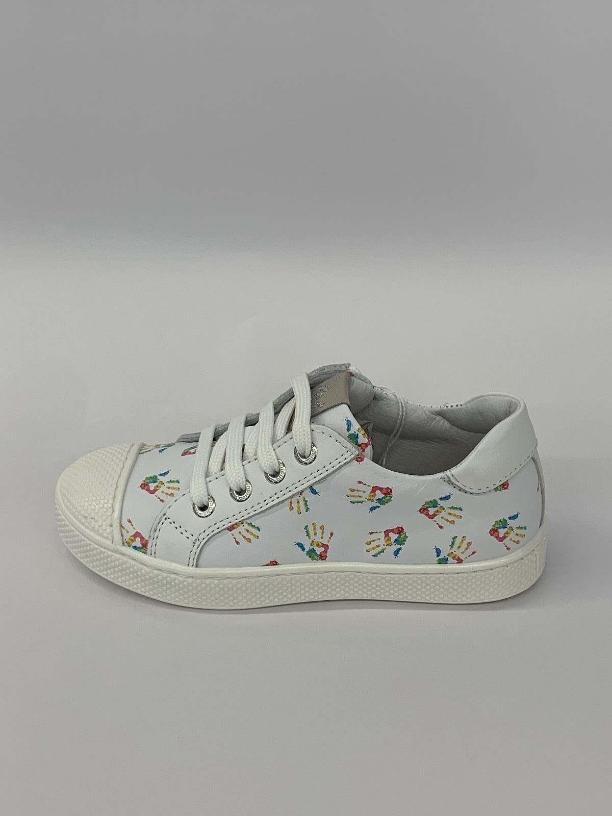 Lunella Sneaker Wit+kleur meisjes (Veterschoen Handjes - 22630) - Schoenen Luca