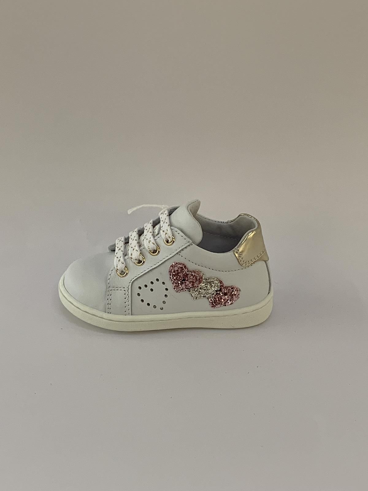Nero Giardini Sneaker Wit+kleur meisjes (Bottine Glitterhartjes - 2134) - Schoenen Luca