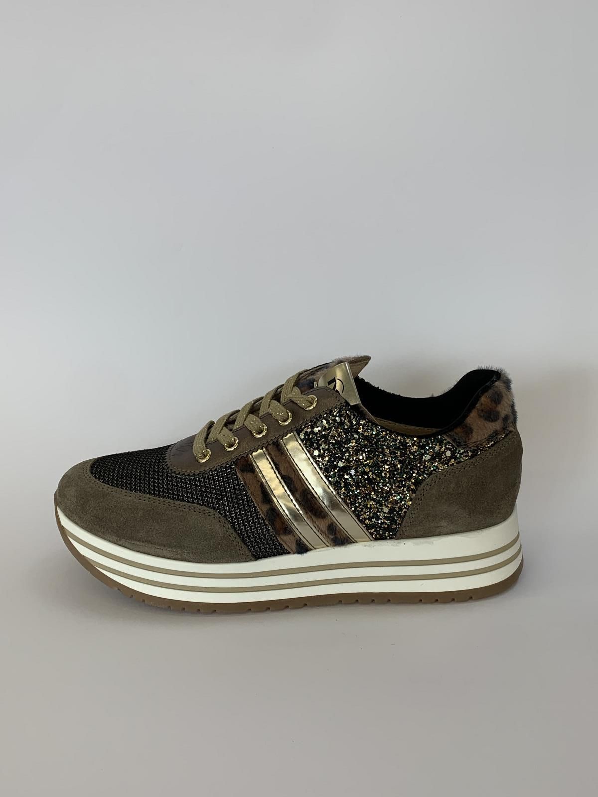 Nero Giardini Sneaker Taupe meisjes (Runner Rits Leopard - 31672) - Schoenen Luca
