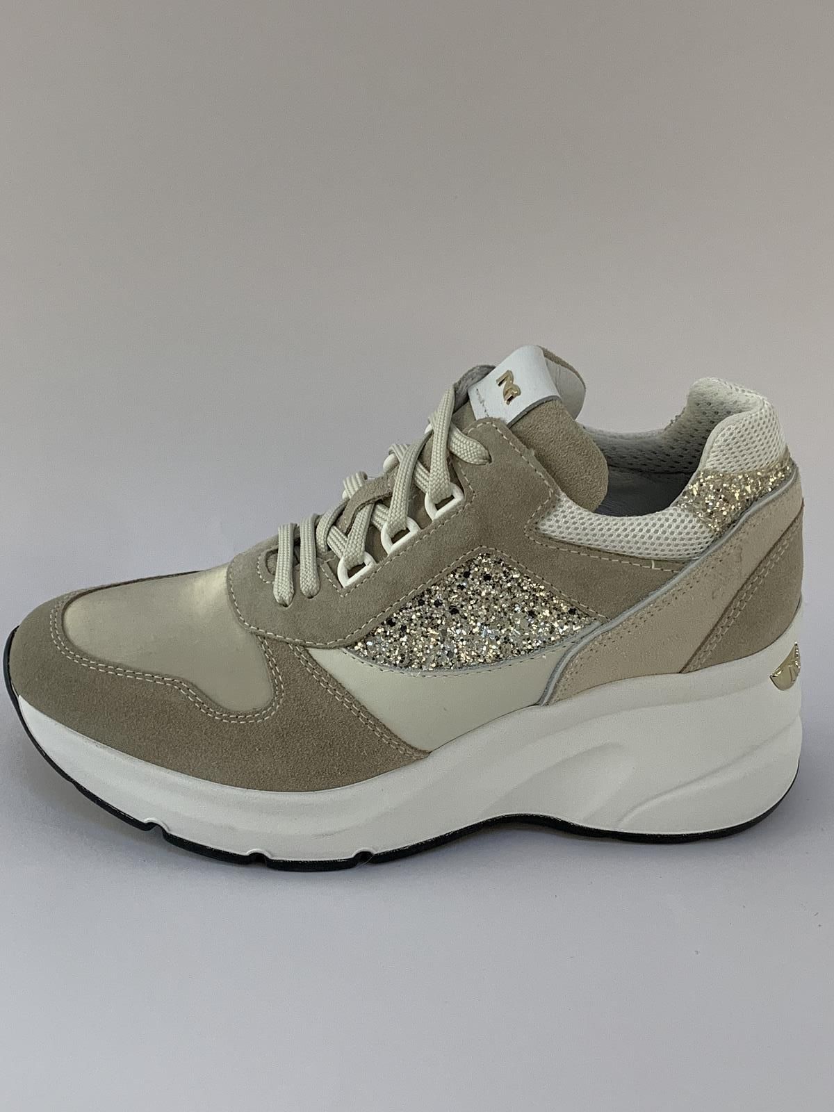 Nero Giardini Sneaker Beige+kleur dames (Sneaker Spiezool Glitter - 7980) - Schoenen Luca