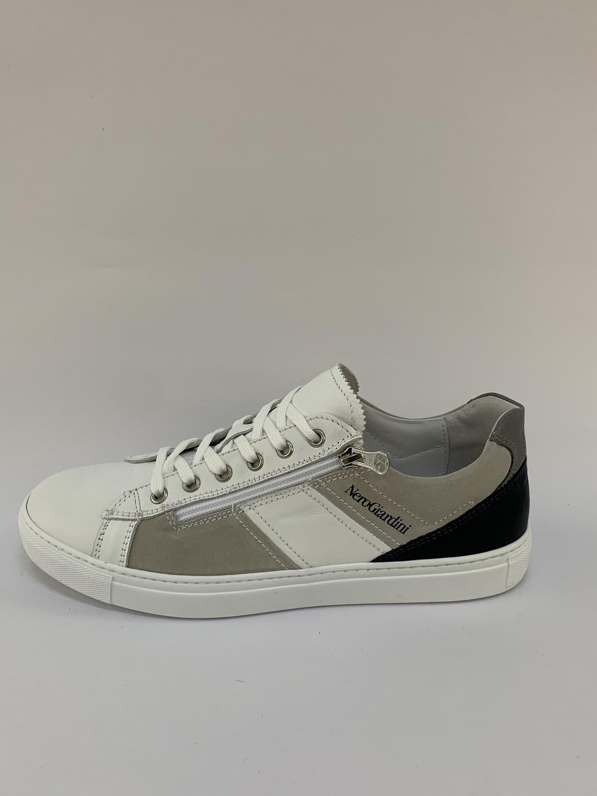 Nero Giardini Sneaker Wit+kleur heren (Sneaker Veter+Rits - 1542) - Schoenen Luca