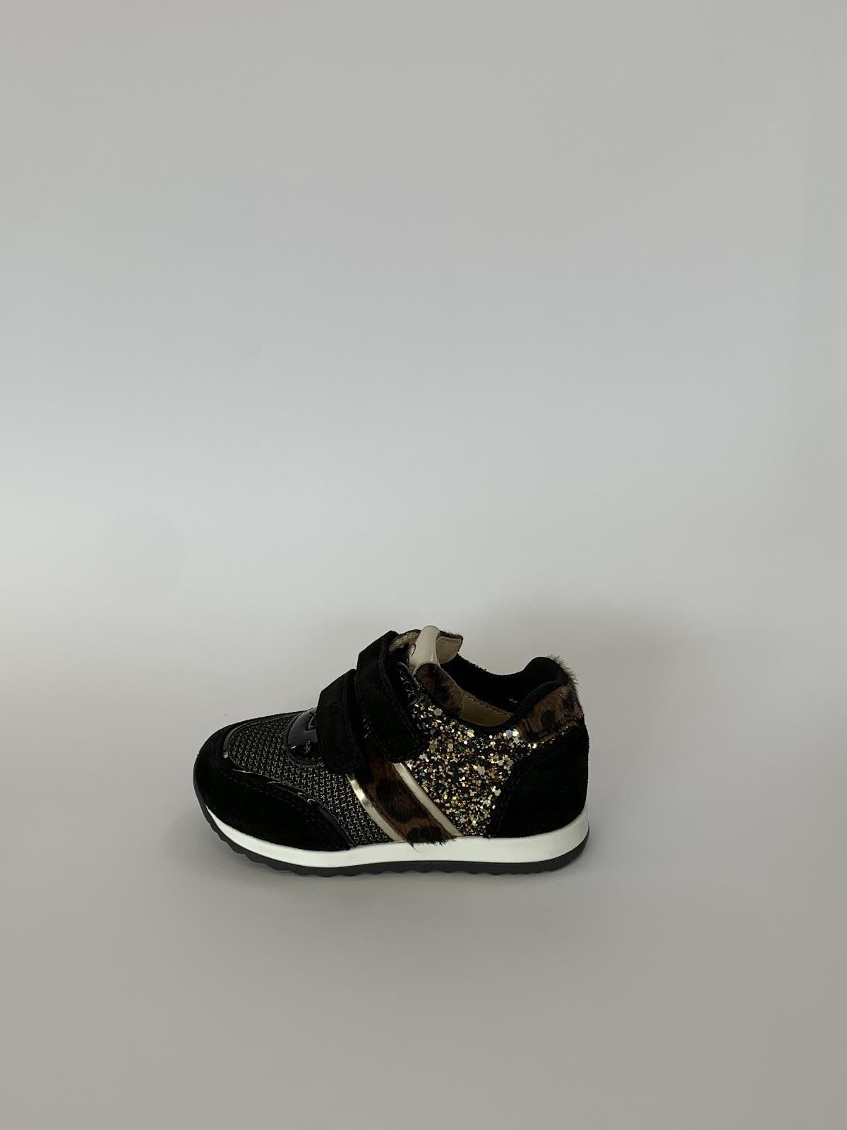 Nero Giardini Sneaker Zwart+kleur meisjes (Trainer Velcro Leopard - 22020) - Schoenen Luca
