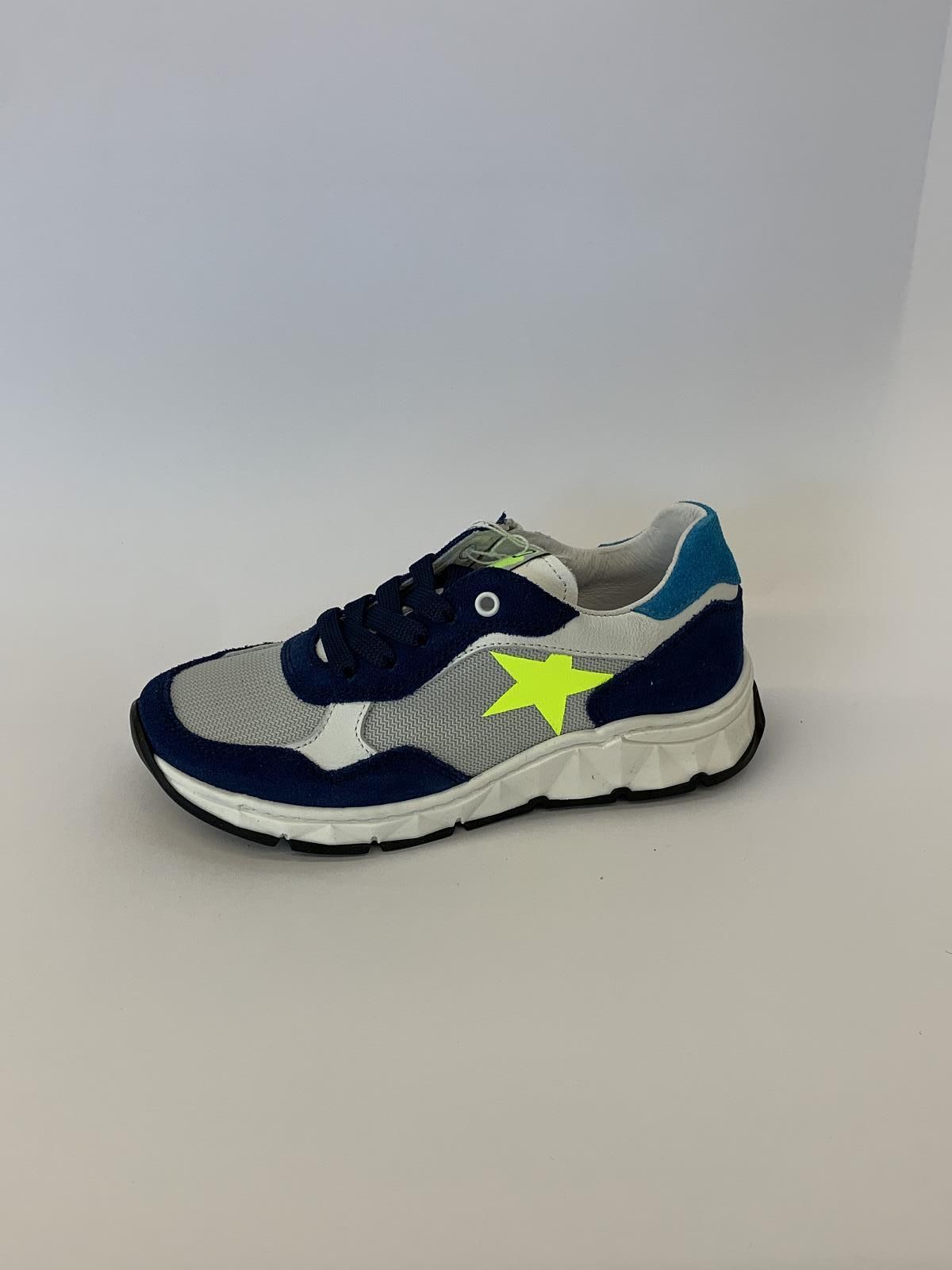 Poldino Sneaker Blauw+kleur jongens (Runner Star fluo - 6345) - Schoenen Luca