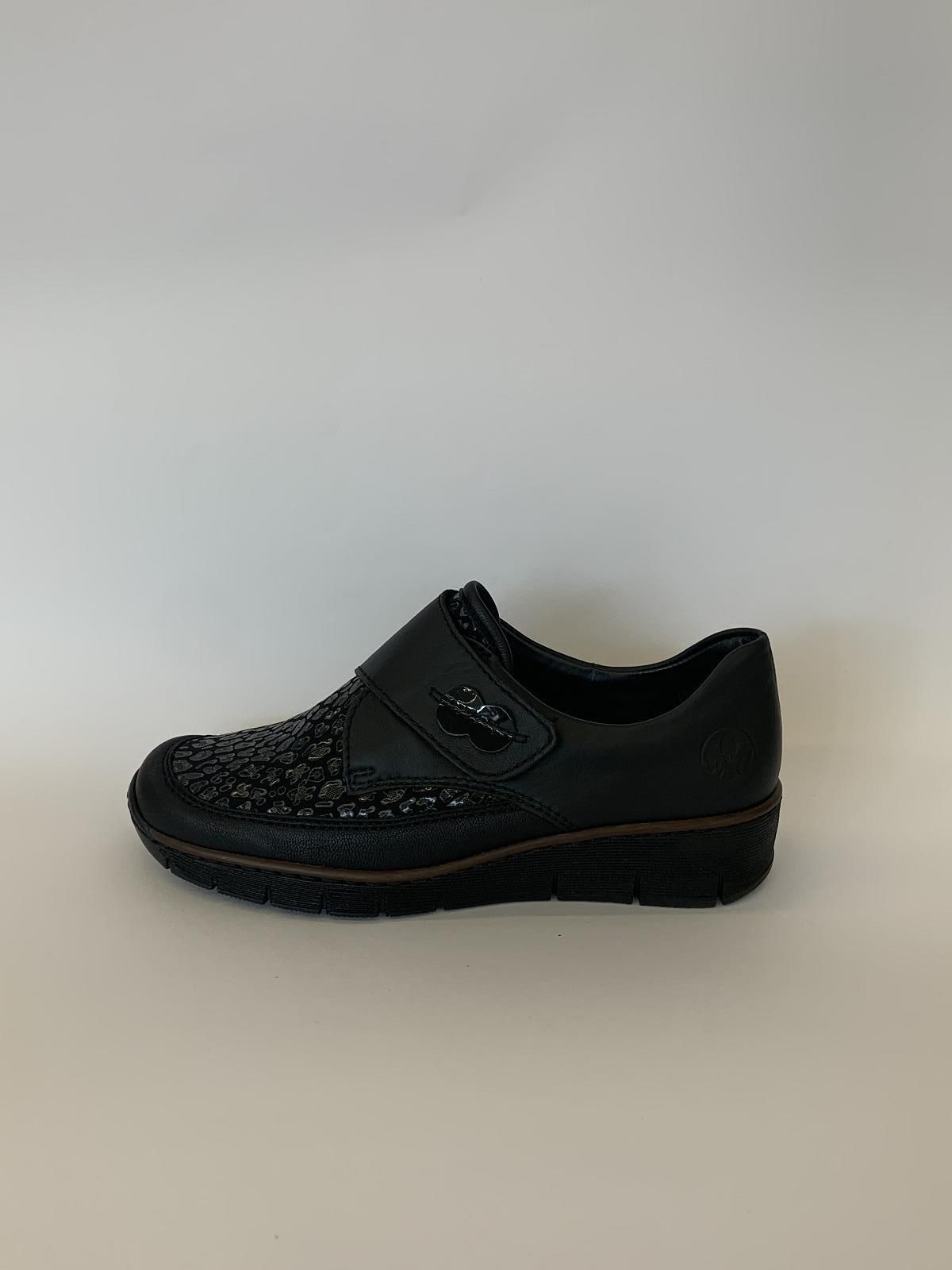 Rieker Velcro's Zwart dames (Velcro Stretch Zw. - 537C0-00) - Schoenen Luca