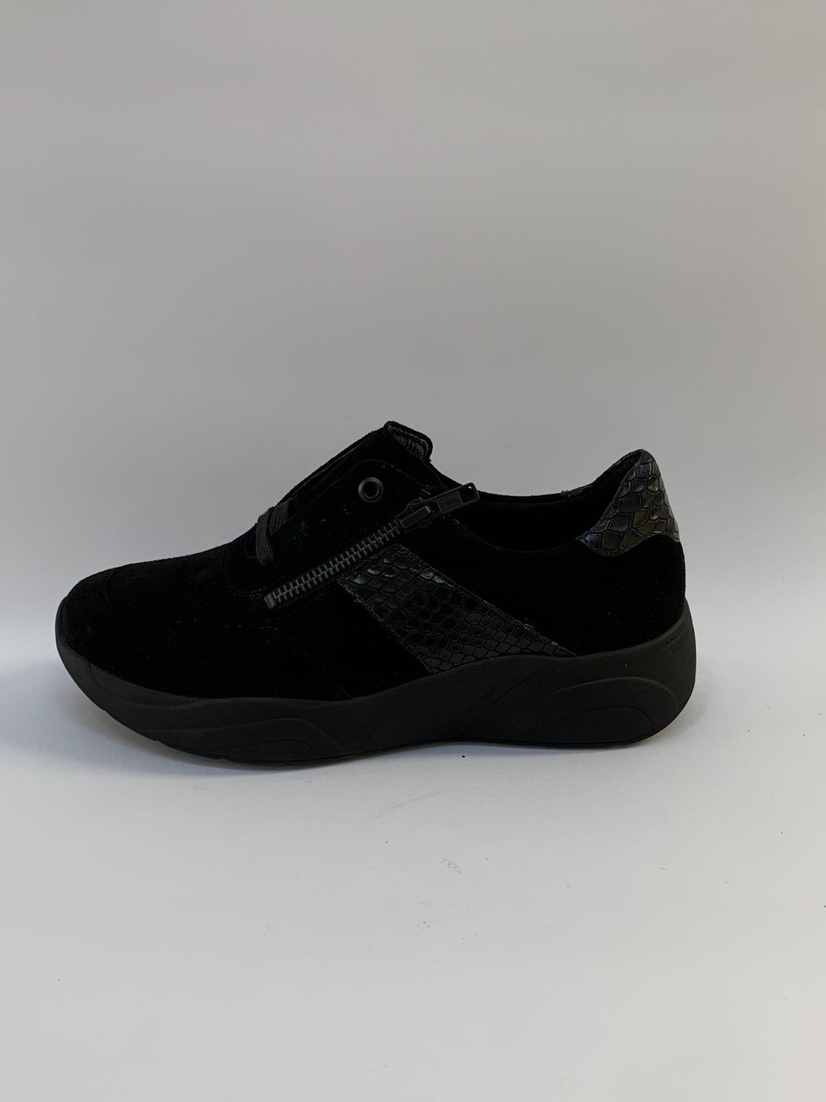 Solidus Sneaker Zwart dames (Runner Daim Zwart - 66001) - Schoenen Luca