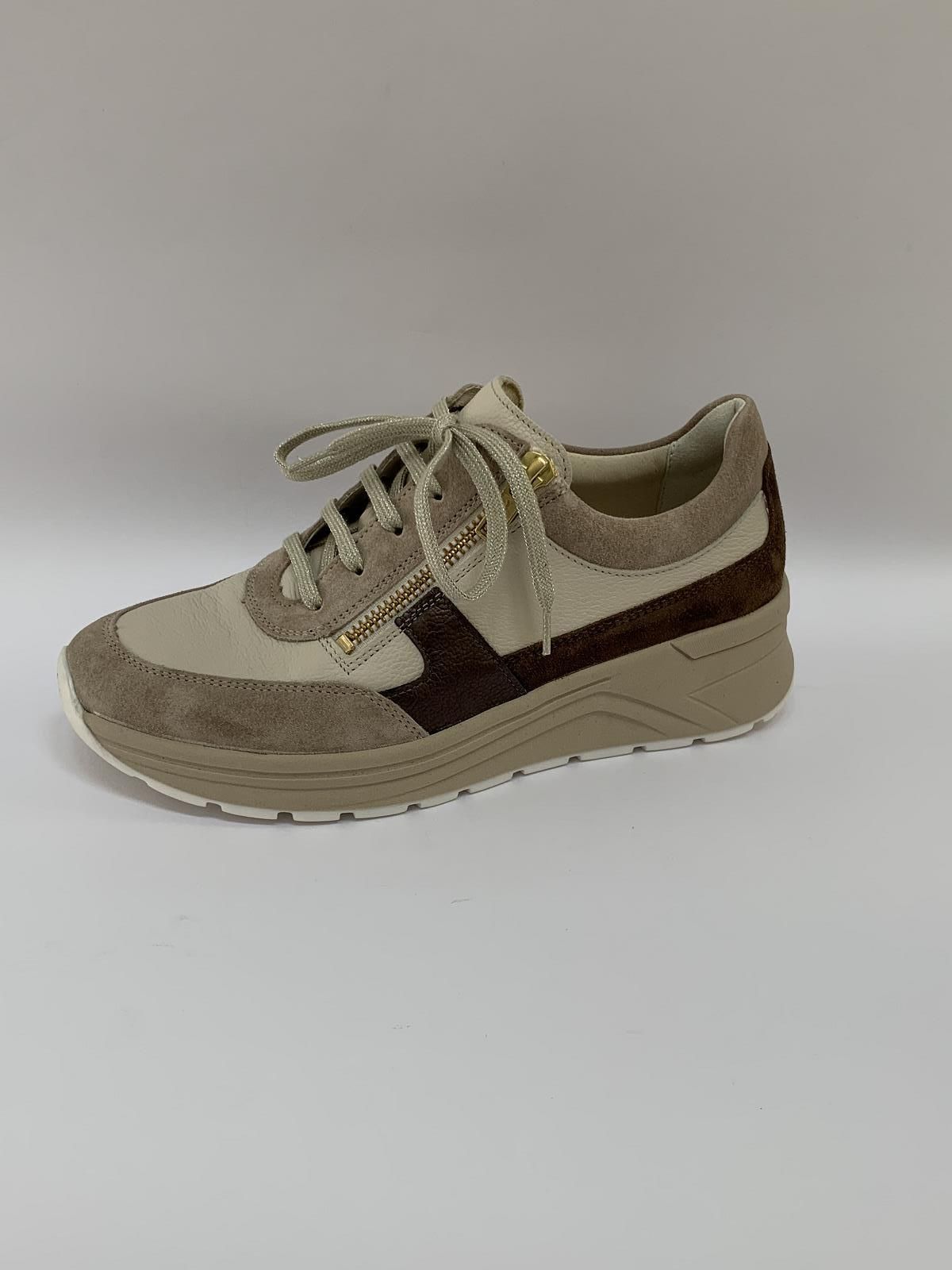 Solidus Sneaker Beige+kleur dames (Sneaker Rits Combi H - 46022) - Schoenen Luca