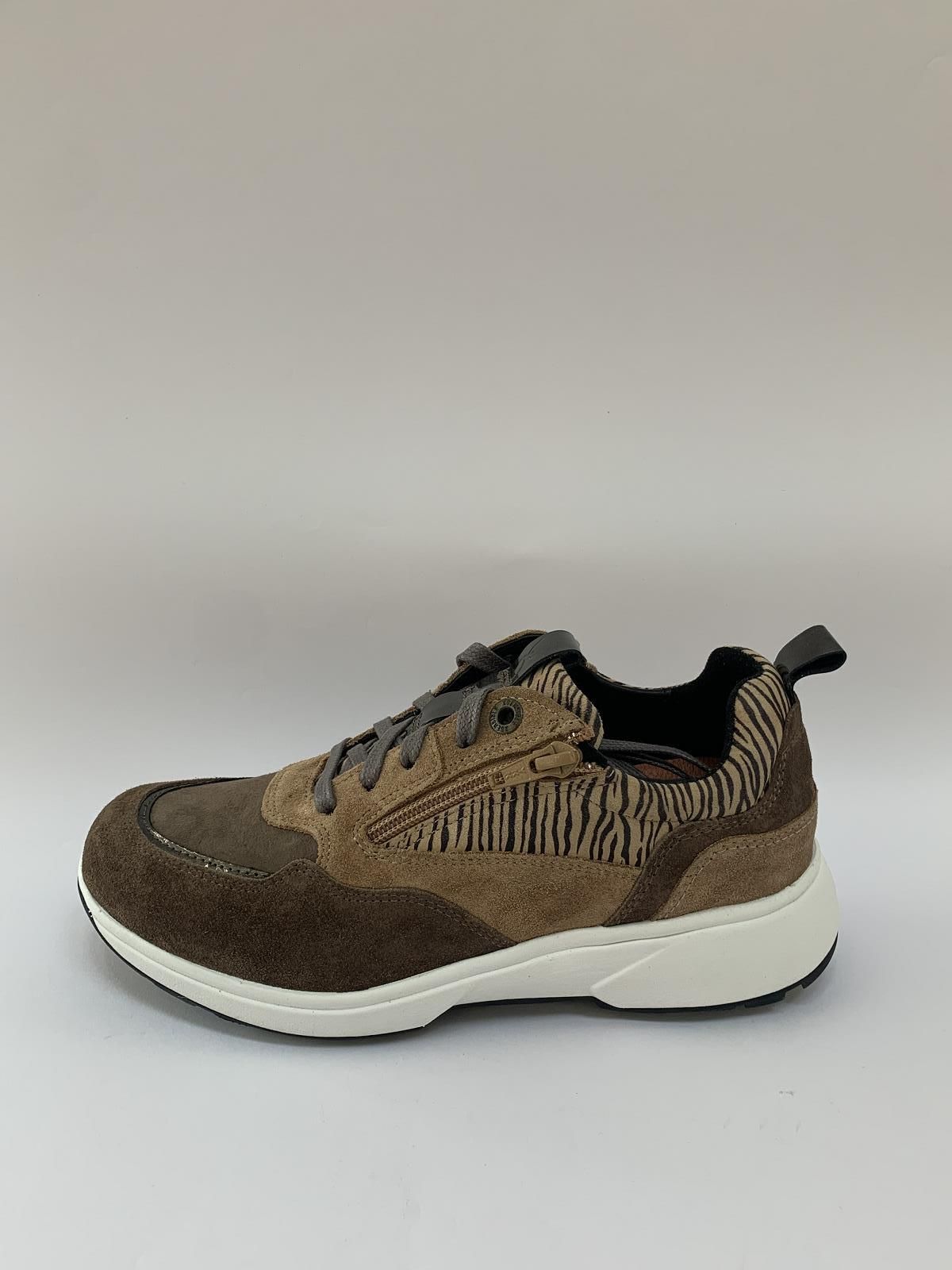 Xsensible Sneaker Beige+kleur dames (Sneaker Rits Zebra - Grenoble) - Schoenen Luca